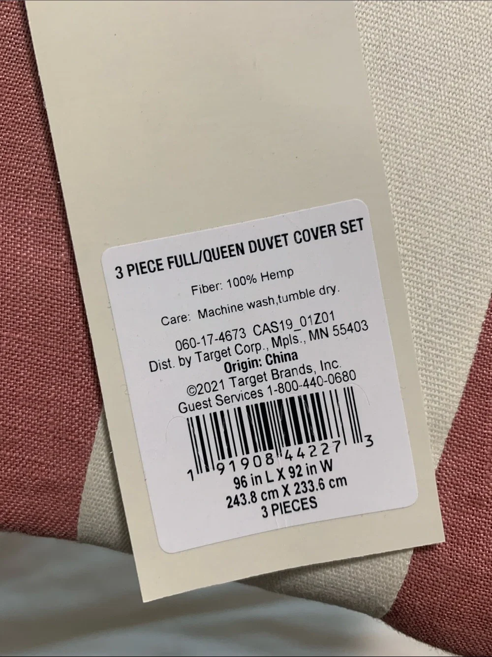 Casaluna Rose Full/Queen Hemp Duvet Cover Set